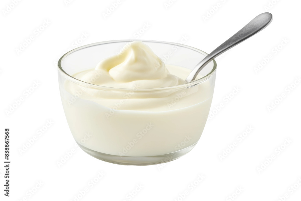 Silvery Spoon Stirs Creamy Dream: A Yogurts Tale on a White or Clear Surface PNG Transparent Background. Silvery Spoon Stirs Creamy Dream: A Yogurts Tale on a White or Clear Surface PNG Transparent Background.