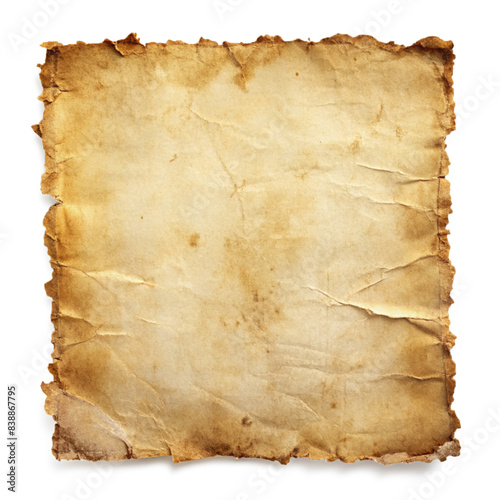 Textured old torn and grunge poster paper sheet isolated on transparent background