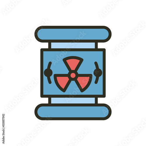 Radioactive outline filled color icon. Radiation danger area alert symbol. Vector icon illustration