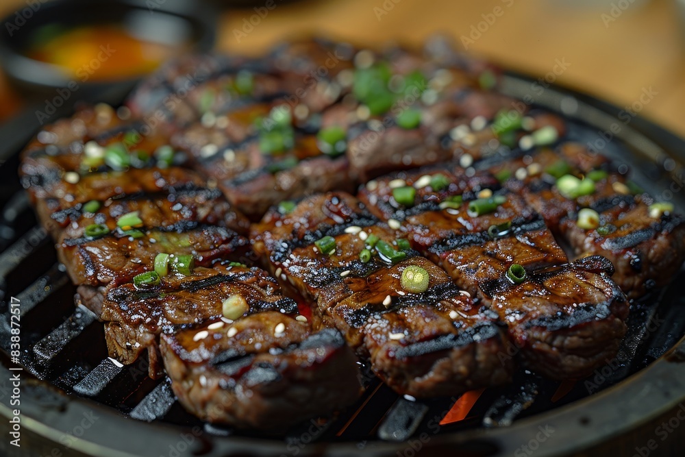 Yakiniku - Grilled meat served with dipping sauces, often prepared at the table. Yakiniku - Grilled meat served with dipping sauces, often prepared at the table.