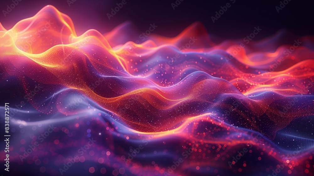 A vibrant abstract background with flowing, retro-inspired waveforms in shades of red, orange, purple, and blue. A vibrant abstract background with flowing, retro-inspired waveforms in shades of red, orange, purple, and blue.