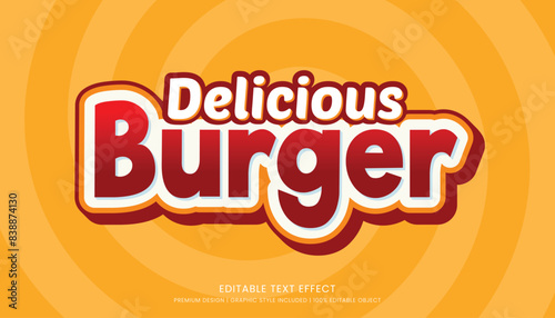 delicious burger editable 3d text effect template bold typography and abstract style drinks logo and brand