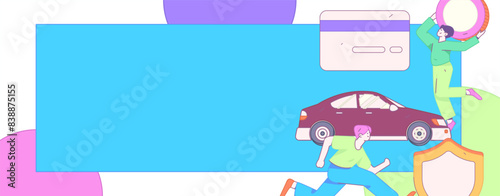 Buy insurance for car flat character vector concept operation illustration
