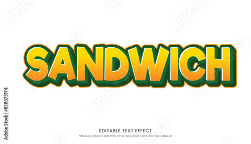 sandwich editable 3d text effect template bold typography and abstract style drinks logo and brand