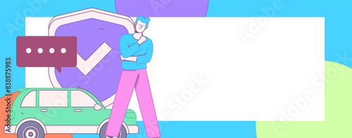 Buy insurance for car flat character vector concept operation illustration
