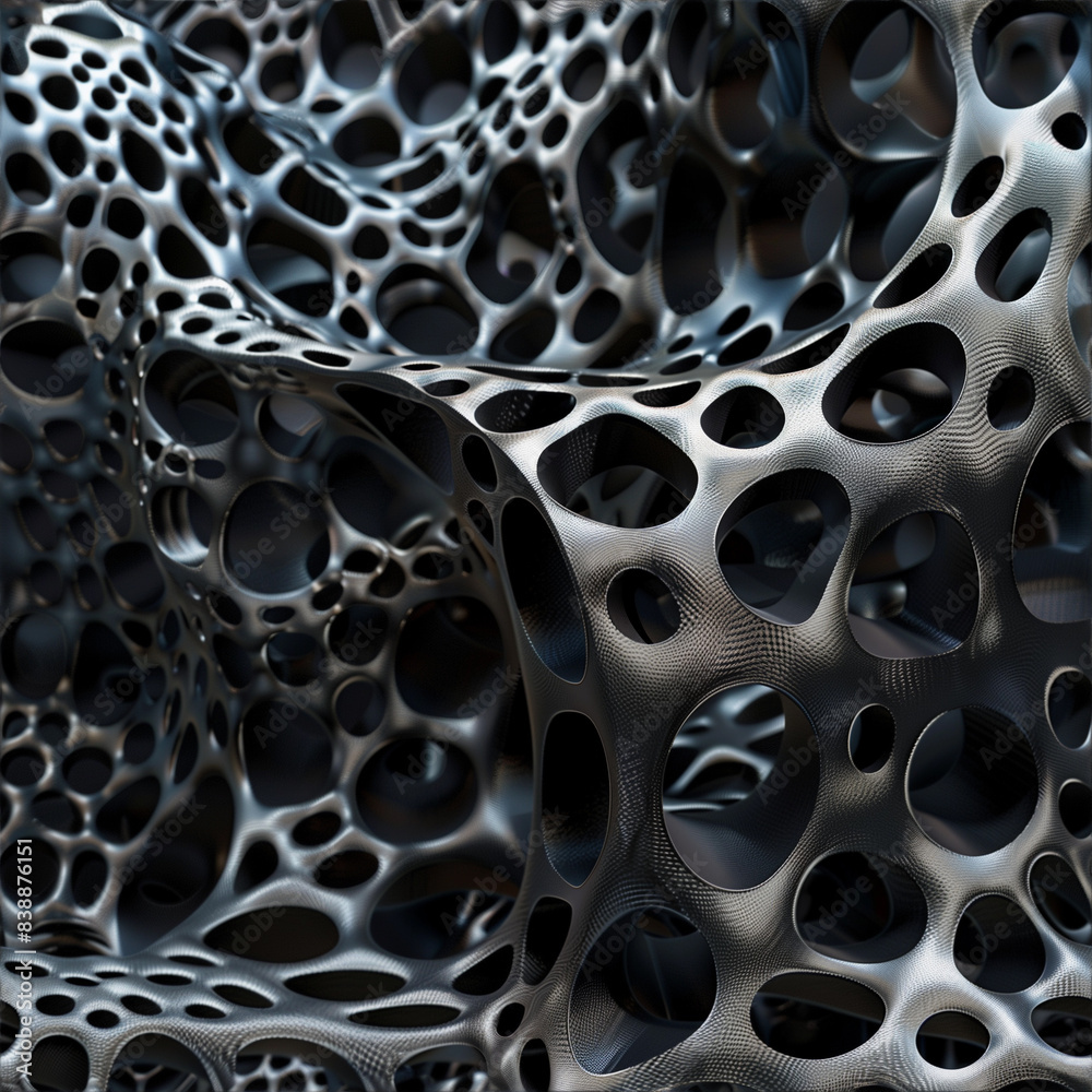 Abstract Porous Black Shapes From a 3D Printer. Scientific and academic image related with materials science and engineering. Abstract Porous Black Shapes From a 3D Printer. Scientific and academic image related with materials science and engineering.