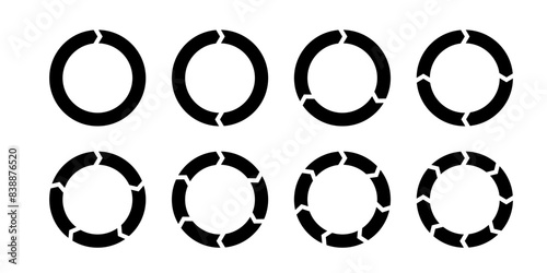 Rotation arrows in circular motion. Circle arrow combinations. Set of circular infographics. Graphic diagram. Design element. Vector illustration isolated on white background.