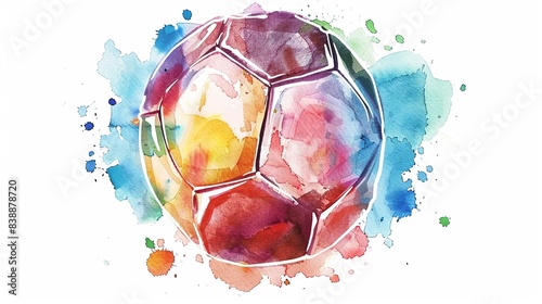 Wallpaper Mural Playful watercolor soccer ball, clipart isolated, for inspiring future sports stars Torontodigital.ca