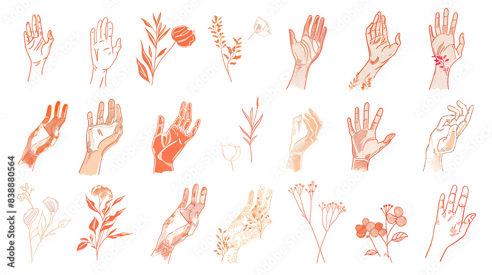 Fototapeta premium Collection of fine hand-drawn style logos and icon