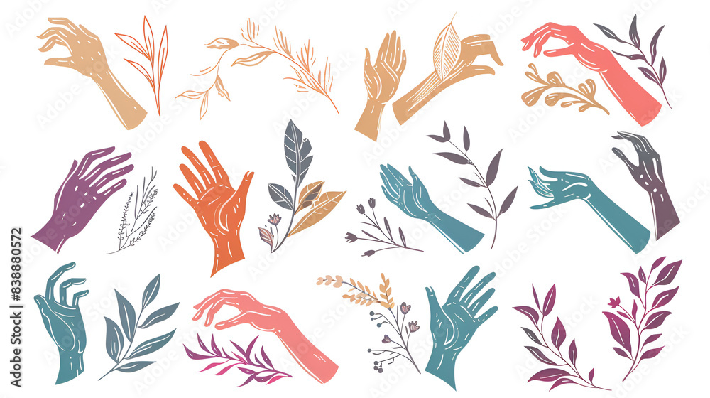 Obraz premium Collection of fine hand-drawn style logos and icon