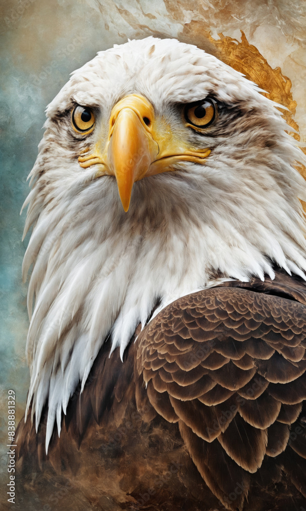Obraz premium Fantasy Illustration of a wild eagle bird. Digital art style wallpaper background.