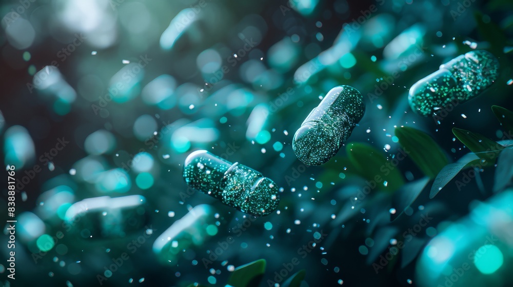 Fototapeta premium Virus, viral infection, bacteria close up, microorganism, 3d rendering