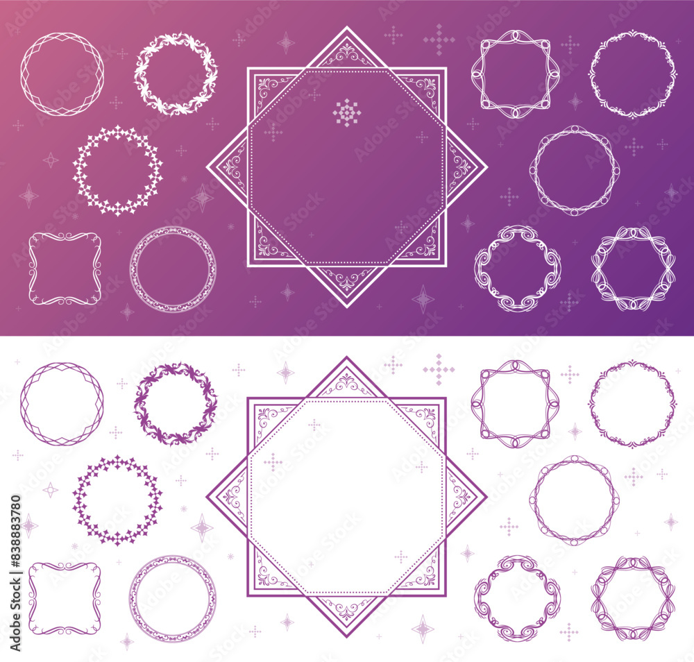 Fashionable frame. Design template. A set of gorgeous foreheads.