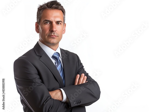 Business Senior Manager, Confident Executive arms crossed, Businessman studio shot, formal business happy smiling
