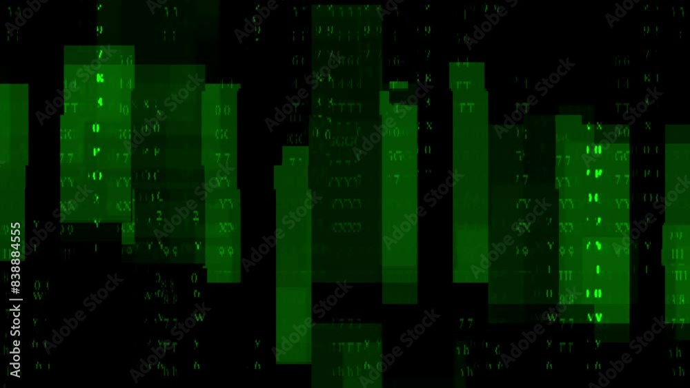 No signal for malfunction or hacking on green screen monitor. Vfx glitch