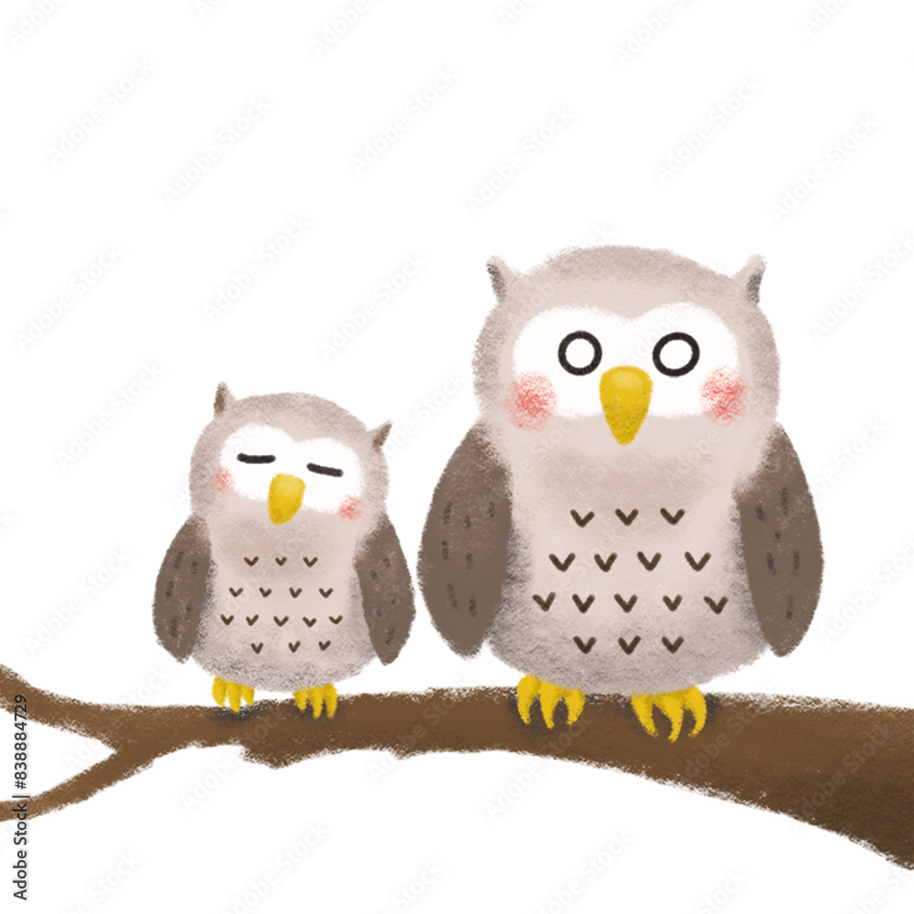 Fototapeta premium フクロウの手書き風イラスト