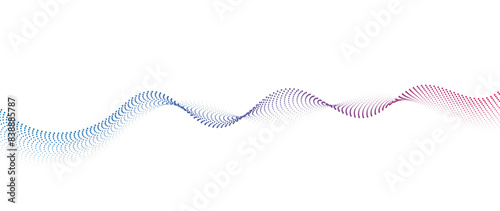 Flowing Dot Wave halftone gradient pattern on transparent background 