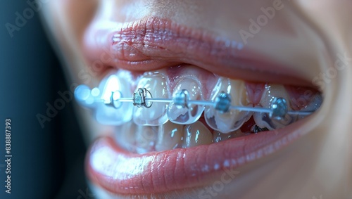 Dental X-ray of an orthodontic treatment, braces detailed, clinical clarity