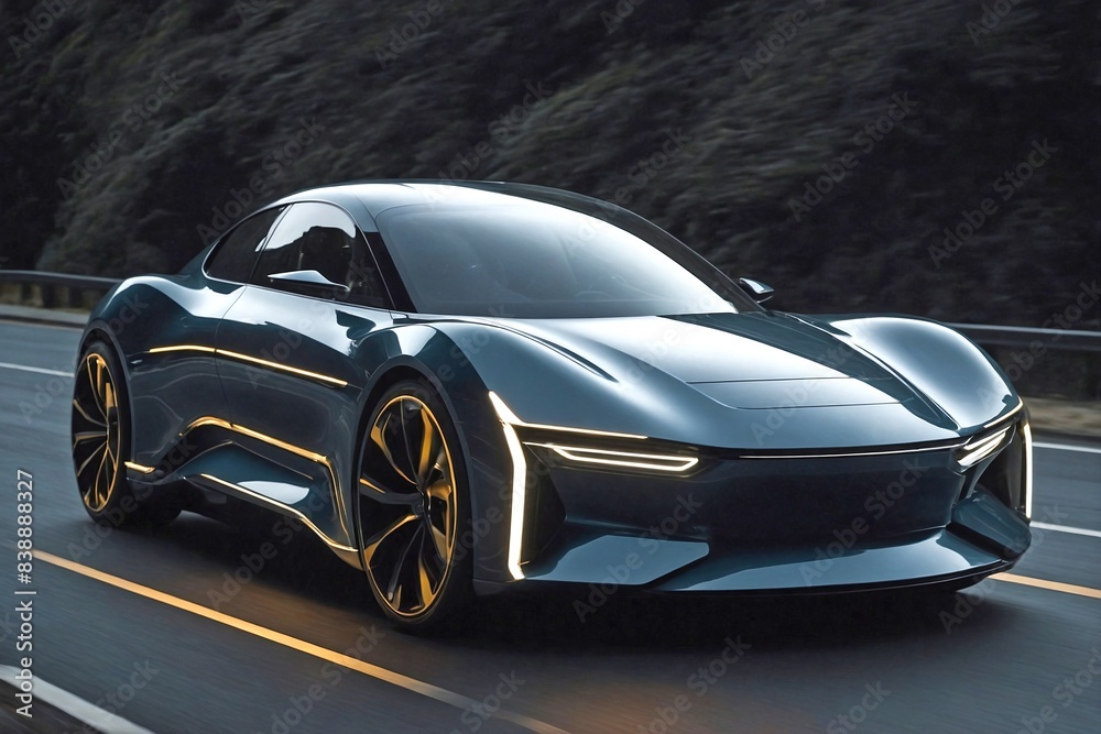 Naklejka premium Side view of a futuristic car