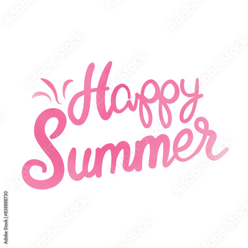 Happy Summer watercolor lettering. Summer Time logo Templates. Isolated Typographic Design Label. Summer Holidays lettering for invitation, greeting card, prints and posters. Vector illustration