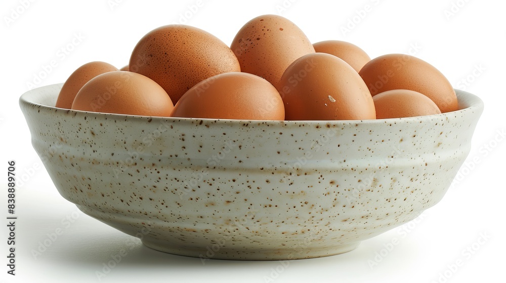 High-quality image of a bowl of eggs, captured in a studio with isolated background, perfect lighting for advertising