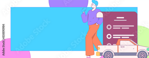 Buy insurance for car flat character vector concept operation illustration

