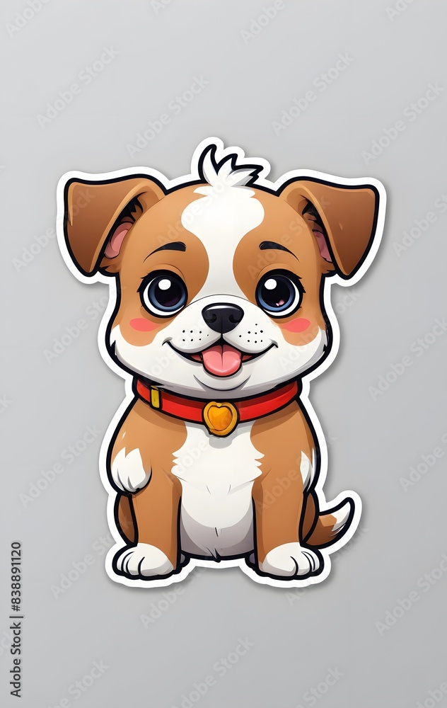a close up of a sticker of a dog with a collar a close up of a sticker of a dog with a collar