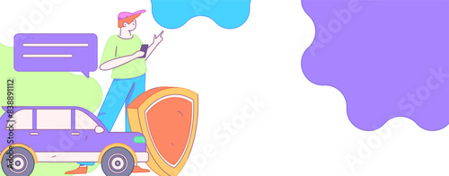 Buy insurance for car flat character vector concept operation illustration
