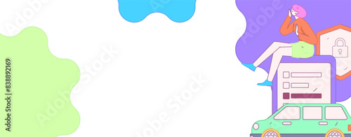 Buy insurance for car flat character vector concept operation illustration
