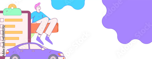 Buy insurance for car flat character vector concept operation illustration
