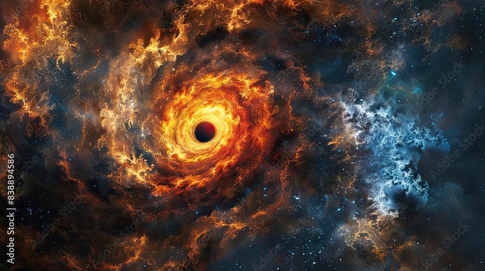 Dramatic portrayal of a wormhole in a nebula, cosmic mystery Dramatic portrayal of a wormhole in a nebula, cosmic mystery