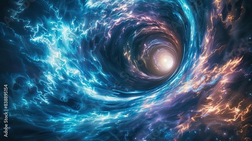 Ethereal view of a wormhole with glowing edges, captivating cosmic gateway