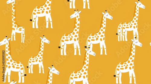 Giraffes in a continuous line style, forming a charming and whimsical pattern seamless pattern photo