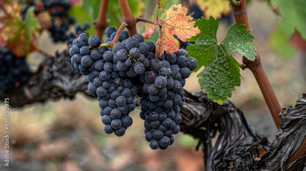 Fototapeta premium Red grapes in vineyard
