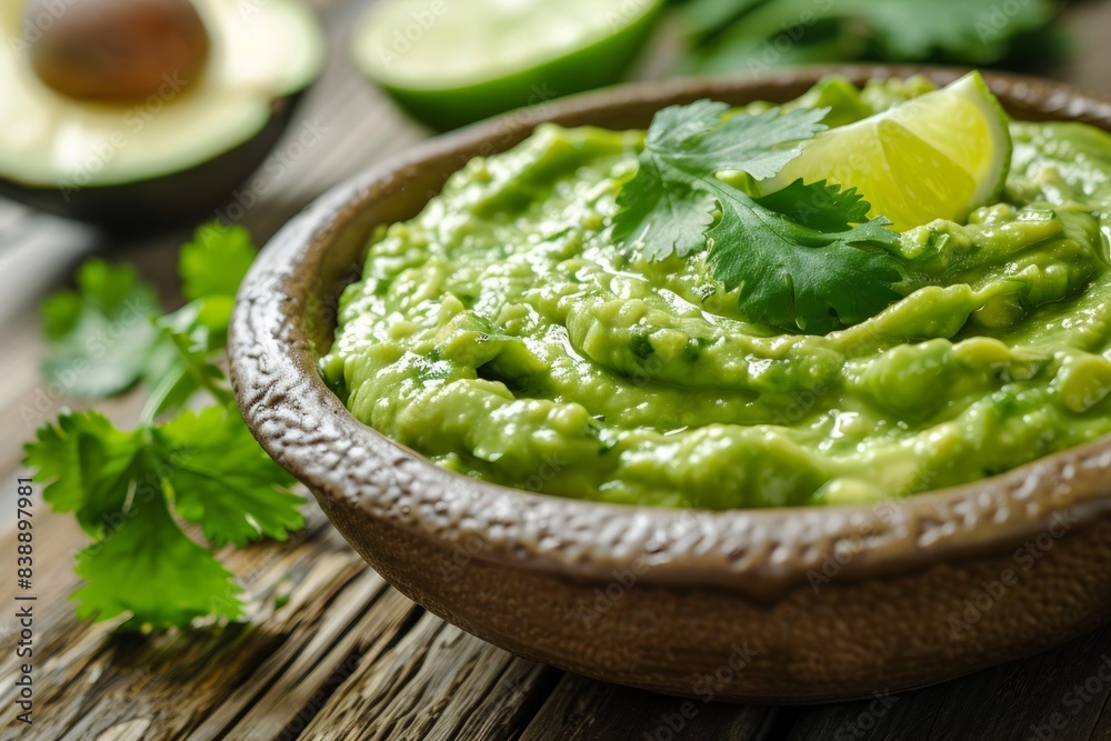 Avocado dip with cilantro and lime, vegetarian mexican food Avocado dip with cilantro and lime, vegetarian mexican food