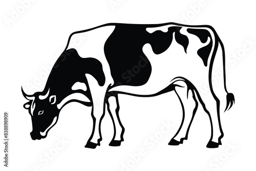 Vector drawing of cow isolated on white background, vector design  © Valerii