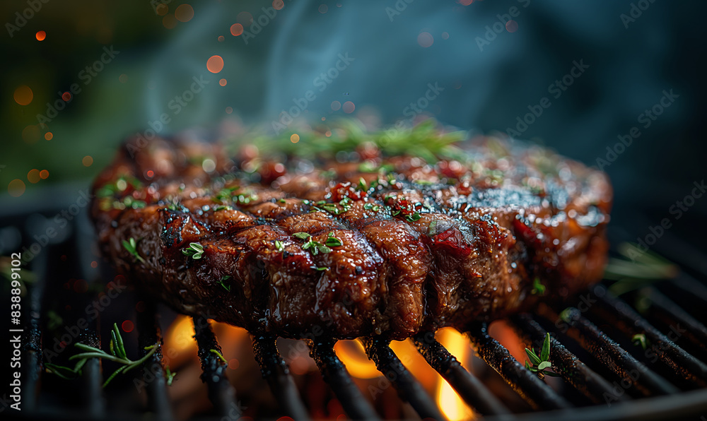 Pieces of meat cooked on the grill. Pieces of meat cooked on the grill.