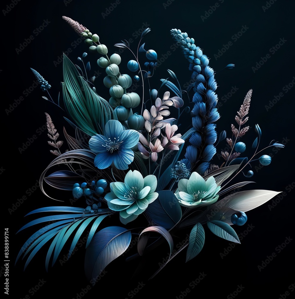 Fototapeta premium An image of abstract Veronica flowers and leaves