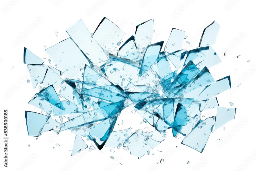 Obraz premium Shattered Dreams: A Symphony of Broken Glass on a White or Clear Surface PNG Transparent Background.