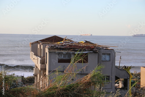 Durban, KwaZulu Natal, South Africa - June 4 2024: Tornado damage to houses in Desainager and Seatides on KwaZulu Natal north coast photo