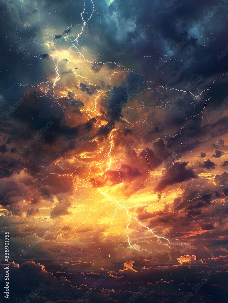 Fototapeta premium dark storm clouds with thunder and lightning