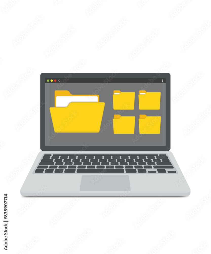 File folder organization paperwork on laptop stock illustration