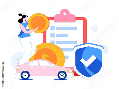 Buy insurance for car flat character vector concept operation illustration
