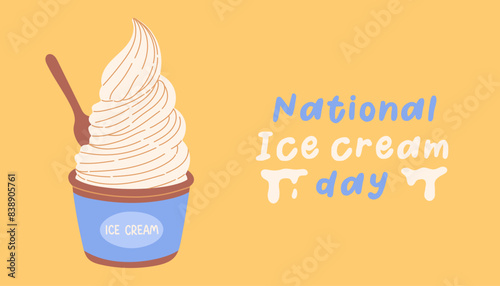 National ice cream day. Holiday concept. Template for background, banner, card, poster, tshirt with text inscription