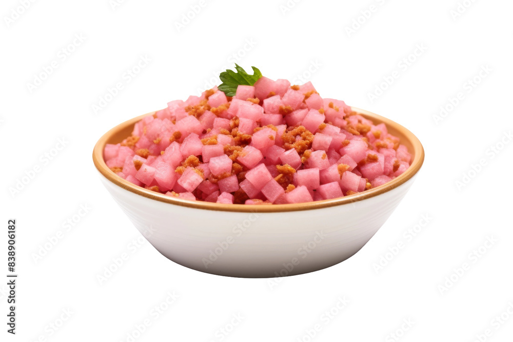 A Bowl of Pink Cubes: A Surreal Feast on a White or Clear Surface PNG Transparent Background. A Bowl of Pink Cubes: A Surreal Feast on a White or Clear Surface PNG Transparent Background.
