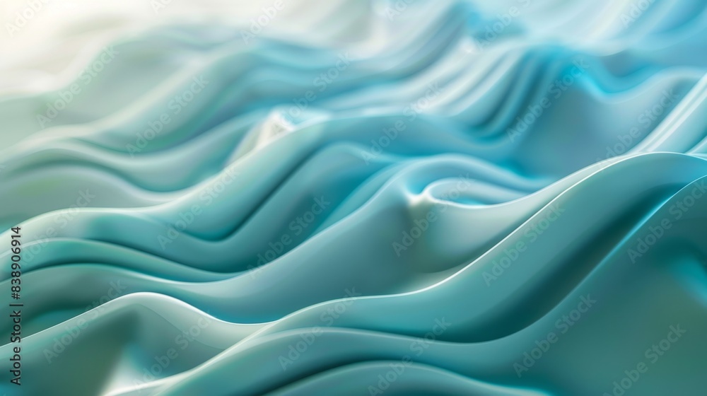 Abstract image of smooth, flowing aqua and light blue fabric-like textures, creating a wave-like pattern with a serene, calm aesthetic. Abstract image of smooth, flowing aqua and light blue fabric-like textures, creating a wave-like pattern with a serene, calm aesthetic.