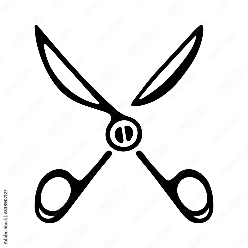 Scissor icon. Black and white tailor tool. Hand drawn logo collection. Vector illustration Scissor icon. Black and white tailor tool. Hand drawn logo collection. Vector illustration