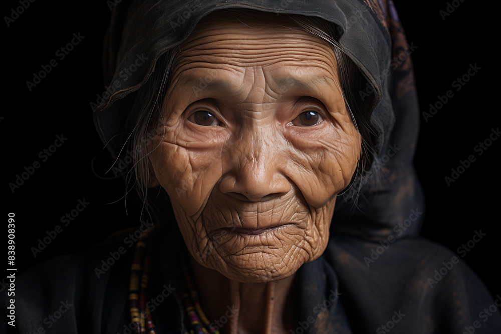 Close-up old woman portrait Close-up old woman portrait