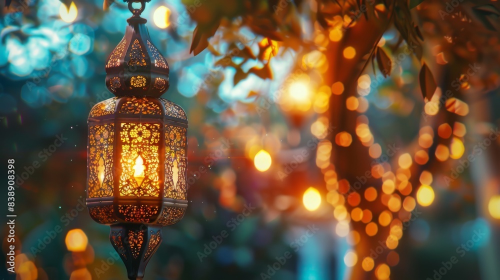 Islamic latern. Eid Al Adha, Ramadhan holidays background illustration generated by ai Islamic latern. Eid Al Adha, Ramadhan holidays background illustration generated by ai