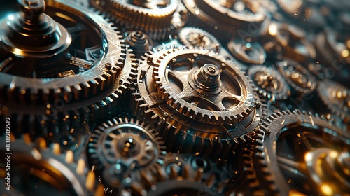 time machine: vintage clockwork gears in seamless metal patter photo
